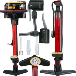 Dunlop POMPKA WARSZTATOWO ROWEROWA 230 PSI (16Bar) Z MANOMETREM CZERWONY
