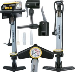 Dunlop POMPKA WARSZTATOWO ROWEROWA 230Psi (16Bar) Z MANOMETREM SZARA