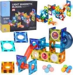 Jokomisiada Klocki Magnetyczne 3D dla dzieci Zbuduj Świecący Tor Kulkowy 49 ele ZA5250