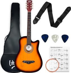 V-Tone V-TONE AG ONE SB gitara akustyczna 4/4 sunburst do nauki dla początkujących kostki pasek zapasowe struny pokrowiec akordy zestaw