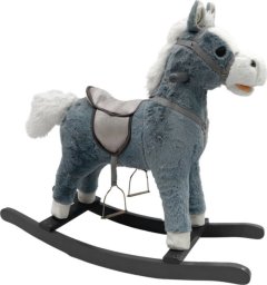 LeanToys Koń Na Biegunach 74 cm Dźwięki Szary