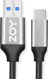 Kabel USB ZOY USB-A - USB-C 1 m czarno-srebrny (ZCAC1)
