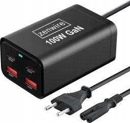 Ładowarka Zenwire Ładowarka Sieciowa Zasilacz 100W Kostka GaN III Kabel AC 2x USB-C 65W 2x USB-A YMS-608