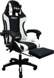 Fotel R-Sport Fotel Gamingowy K4 BIAŁO-CZARNY z podnóżkiem+masażer