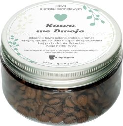 Cup&You Kawa we Dwoje - o smaku karmelowym, spakowana w eleganckie pudełko mieszczące 100g ziaren 100% Arabica, idealna na prezent dla Pary Młodej