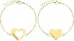 MEJK Jewellery Bransoletka Złota dla Mamy i Córki Serce Srebro 925 Grawer Łańcuszek