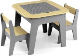 Milly Mally Milly Mally Zestaw mebli Olaf Blocks - Stolik i dwa krzesełka Dark Grey
