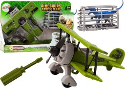 LeanToys Samolot Awionetka Transport Dinozaurów Klatka Rozkręcany Zielony