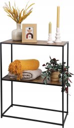 Home Styling Collection Loftowy regał z 2 półkami, metal i MDF, 71 x 31 x 85 cm