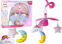 LeanToys Karuzela Łóżeczkowa Dla Dzieci Klips Niebo Różowa