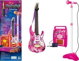 Lean Sport Gitara z Mikrofonem Strunami Wzmacniaczem Różowa