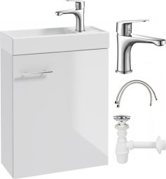 Stamar Szafka łazienkowa wisząca z umywalką baterią i syfonem 50x70 cm biała