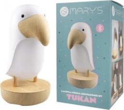 Plexido Lampka nocna LED i bluetooth speaker Tukan biały