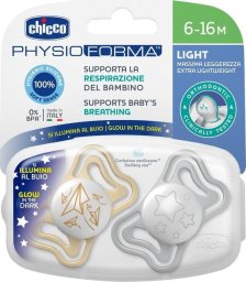 Chicco Smoczek uspokajający light silikon lumi 2szt 6-16m
