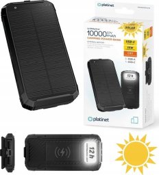 Ładowarka solarna Green Cell PLATINET POWER BANK 10000 mAh WIRELESS CHARGER 15W SOLAR PANEL 2x USB-A + USB-C [46030]