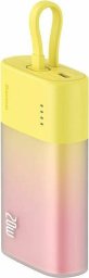Baseus Powerbank Popsicle 5200mAh 20W z wbudowanym kablem Lightning (+ biały kabel Baseus Simple USB-C - USB-C 60W/20V/3A/30cm) - zółto-różowy