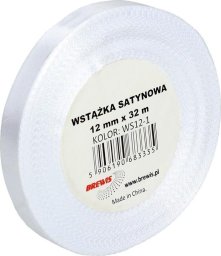 BREWIS Wstążka satynowa biała 12mmx32m