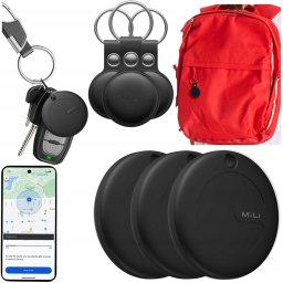 MiLi MiTag APL lokalizator czarny + czarne etui 3szt. IOS