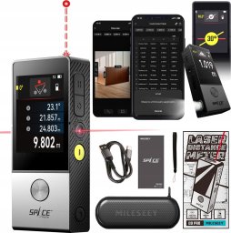 Dalmierz laserowy Mileseey DALMIERZ LASEROWY POMIAR KĄTA POZIOMICA SMART LIFE ANDROID iOS SZKIC 100m