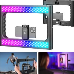 Neewer Lampa LED 20W RGB Klatka GRIP Uchwyt Telefon ISO 1/4 Sterowanie Bluetooth / A111