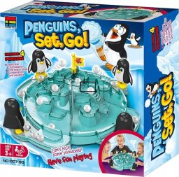 LeanToys Rodzinna gra zręcznościowa, planszowa PINGWINKOWE PIŁKARZYKI, Piłka nożna "Penguins, Set, Go!"