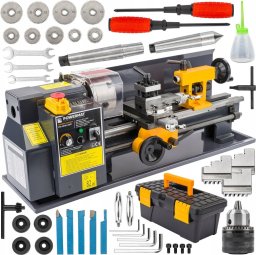 Powermat MINI TOKARKA STOŁOWA DO METALU DREWNA OBRABIARKA 0-2500 obr./min +AKCESORIA