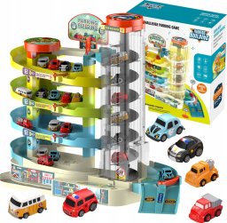 click4TOYS Parking Samochodowy Z Windą Elektryczną Garaż 4 Piętrowy Tor Zjazdowy Autka