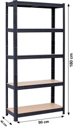 4iQ Group 4IQ Sandėliavimo lentyna - stelažas, 180x90x45cm, 265kg, juoda