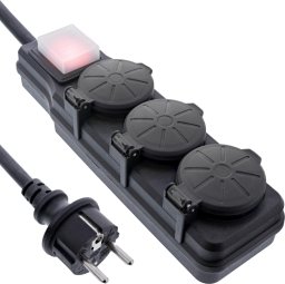 Listwa zasilająca Alcasa InLine® Outdoor-Steckdosenleiste, 3-fach Schutzkontakt, IP44, mit Schalter, 5m