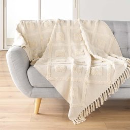Douceur d`Interieur Tuftowana narzuta z frędzlami, 125 x 150 cm, INCA
