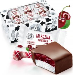 Milka Flying Cow Cukierki Mleczna chmurka z galaretką o smaku wiśniowym 1 kg