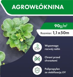 Funfit MOCNA AGROWŁÓKNINA MATA ANTYCHWASTOWA 1,1x50m 90g/m CZARNA AGROTKANINA