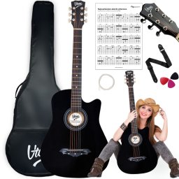 V-Tone V-TONE AG ONE BK gitara akustyczna 4/4 kostki pasek zapasowe struny pokrowiec akordy