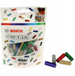 Bosch Hot glue sticks, glitter effect 70pcs. Gluey blue-green-red-silver-gold