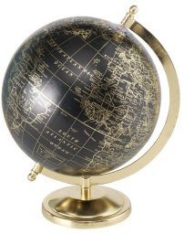 Boltze Decorative object Globe, Globe, with stand, H 31 cm, Paper, Iron powder coated, Polyresin mixed materials colour-mix