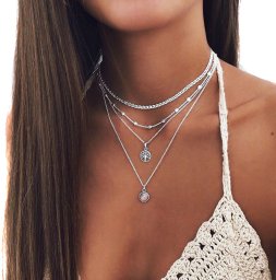 ITIMPORT NASZYJNIK CHOKER CELEBRYTKA DŁUGA BOHO SREBRNY 29