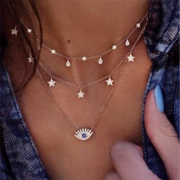 ITIMPORT NASZYJNIK CHOKER CELEBRYTKA DŁUGA BOHO SREBRNY 55