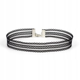 ITIMPORT CHOKER Koronkowy Haft Czarny NASZYJNIK Gothic CH09