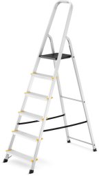 DRABEST Drabina aluminiowa, 6 stopni, wytrzymałość 150 kg I-1916