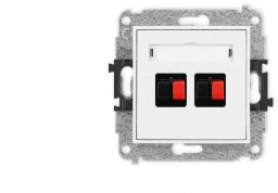 Karlik MINI Mechanizm gniazda głośnikowego podwójnego biały mat 25MGG-2