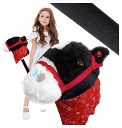 LeanToys Hobby Horse miękka głowa konia koń na kiju rży 68 cm dźwięki galopu plusz