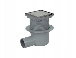 WINKIEL Alfaspot wpust kanalizacyjny regulowany z wyjściem bocznym fi 50 mm z kołnierzem z nierdzewna ramką i rusztem dwustronnym 100x100mm 2857