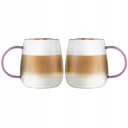 Vialli Design - Bolla zestaw dwóch szklanek z różowym uchem 400ml