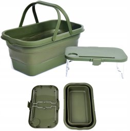 InnovaGoods PLATINET CAMPING PICNIC BASKET 47X29X23,5 CM, 16L, FOLDING, WITH 2 IN 1 LID / TABLE GREEN [46139]