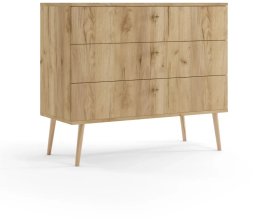 Fabryka Mebli Akord Komoda LEBEL 2 z szufladami 100cm dąb craft złoty MELIMEBLE