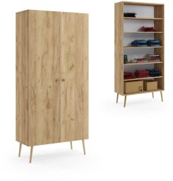 Fabryka Mebli Akord Szafa LEBEL z półkami 87cm dąb craft złoty MELIMEBLE