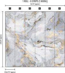 KOMAR PHOTOMURAL 119602PRECIOUSSTONE GREY_GOLD