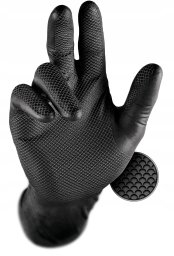 AVO+ Disposable nitrile gloves with rough palm GRIPAZZ, black, size XL (50pcs.)