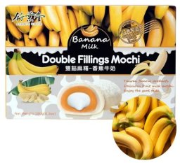 Yuki & Love Mochi z podwójnym nadzieniem banany i śmietanka double filling japońskie owocowe ciastka ryżowe180g