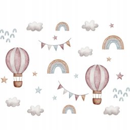 ROOM Decor SIPO-WS63040 NAKLEJKI NA ŚCIANĘ BALONY TĘCZA GWIAZDKI